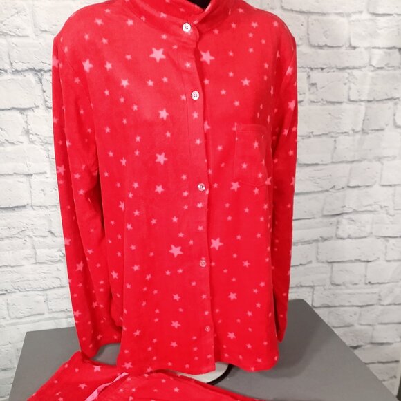 Cuddl Duds Red Star Loungewear Sleepwear Pajamas Set Top and Bottoms - Picture 2 of 13